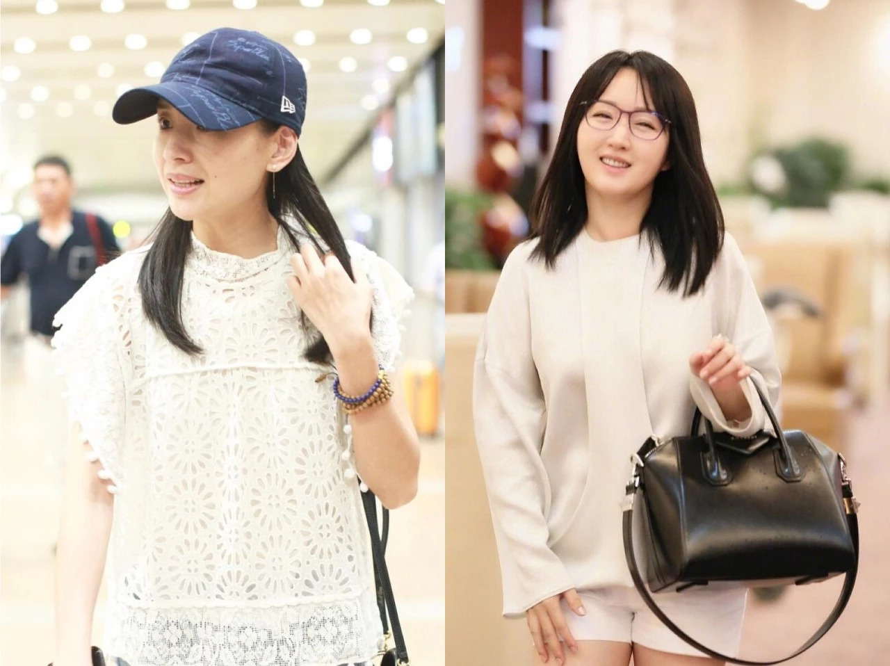 38岁董洁机场似少女,但看到47岁杨钰莹时,突然明白少女的含义!