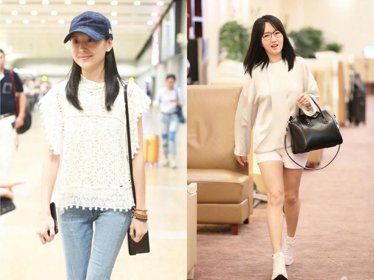 38岁董洁机场似少女,但看到47岁杨钰莹时,突然明白少女的含义!