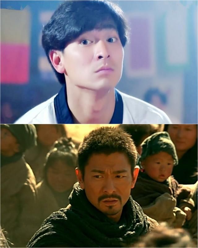 没有胡子时当真是可鲜可鲜了;而后在电影中一改往日帅气风的刘德华,留