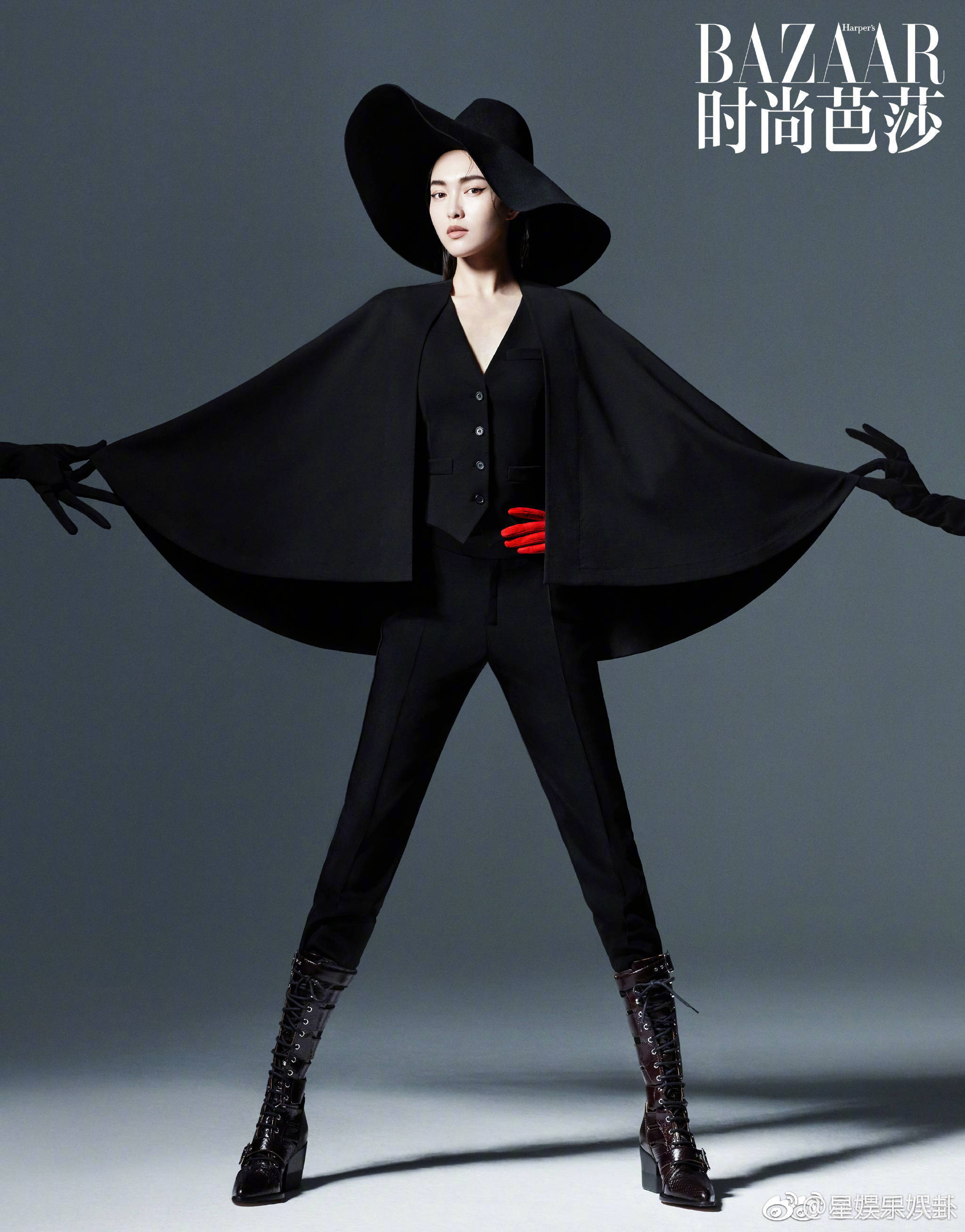 唐嫣 登《时尚芭莎bazaar》五月上刊封面大片,冷艳特工