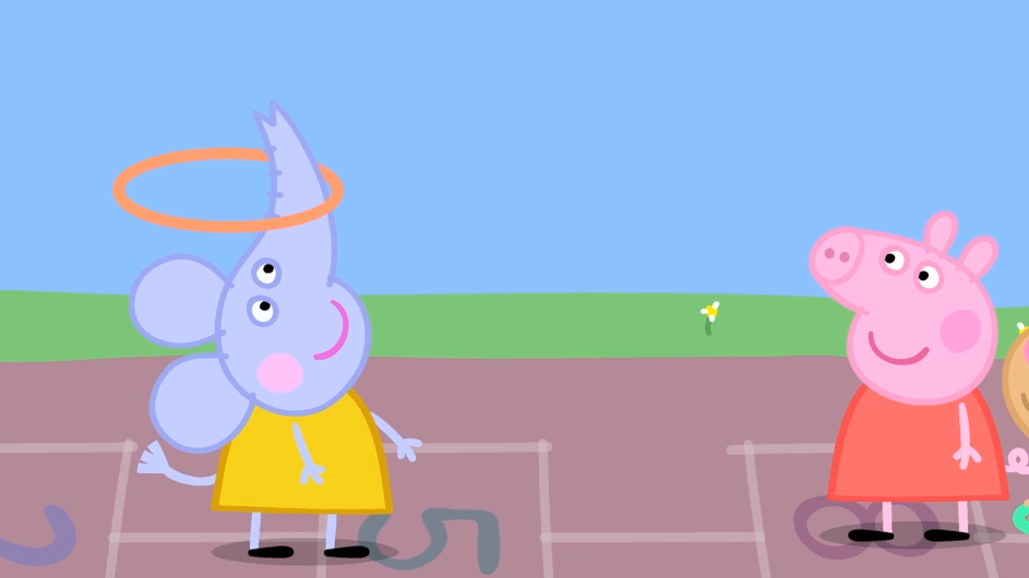 大象艾米丽用鼻子转呼啦圈佩奇觉得她好厉害