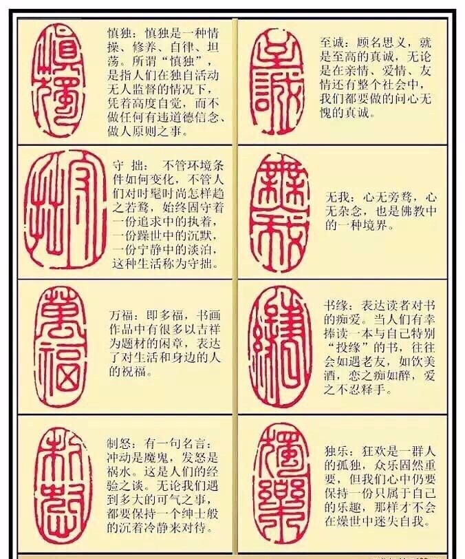 书画知识介绍篆刻闲章词语解析