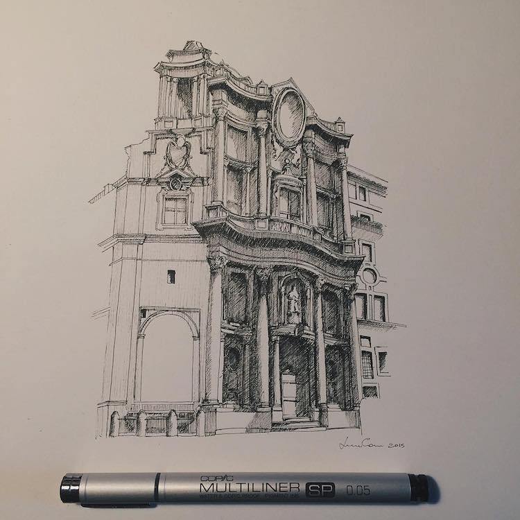 手绘文艺复兴时期的宗教建筑 | 建筑设计师 ,画家 lorenzo concas