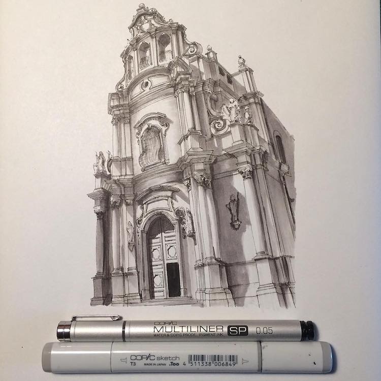 手绘文艺复兴时期的宗教建筑 | 建筑设计师 ,画家 lorenzo concas