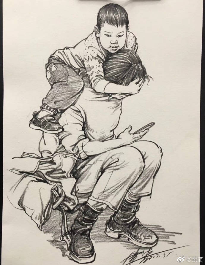 动态双人速写人物