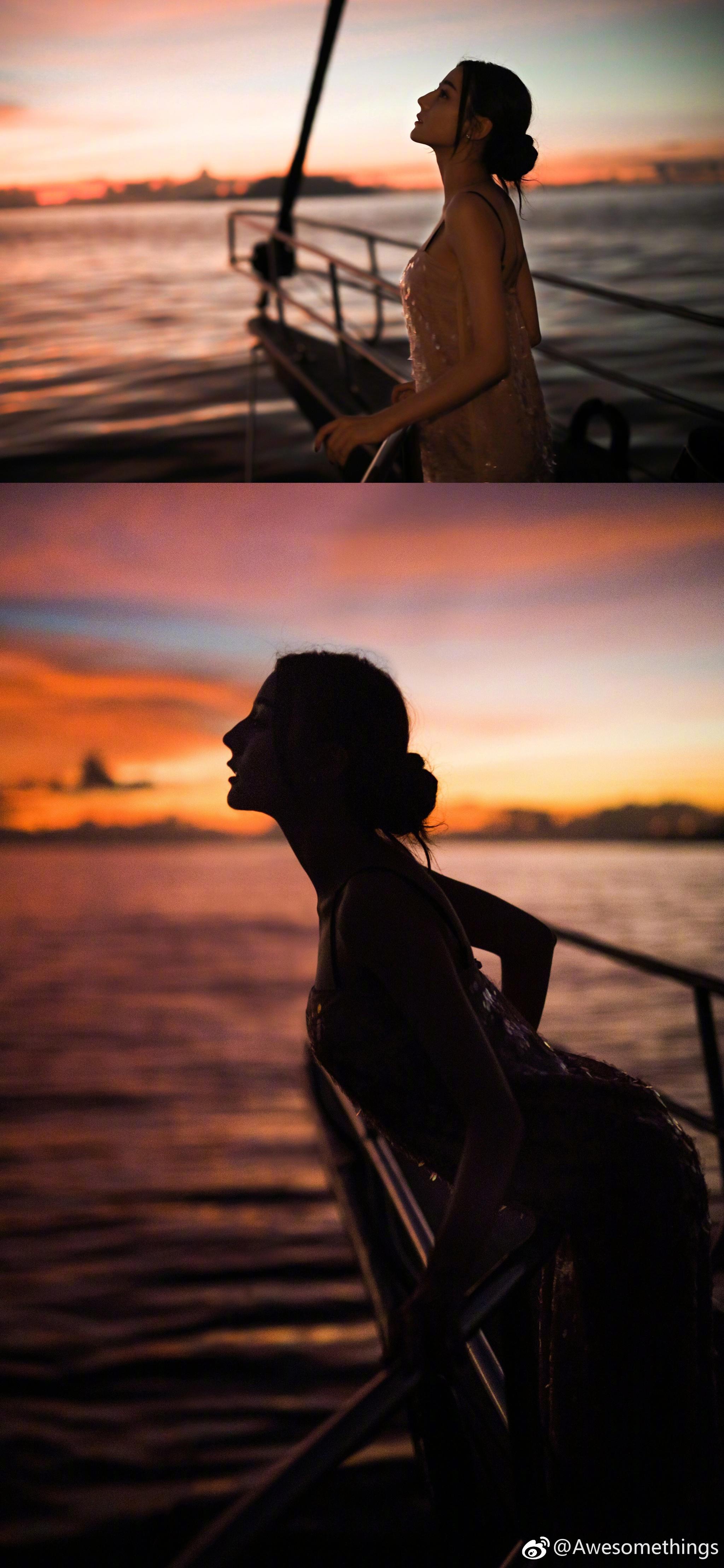 迪丽热巴身着粉色亮片裙更新一波出游美照