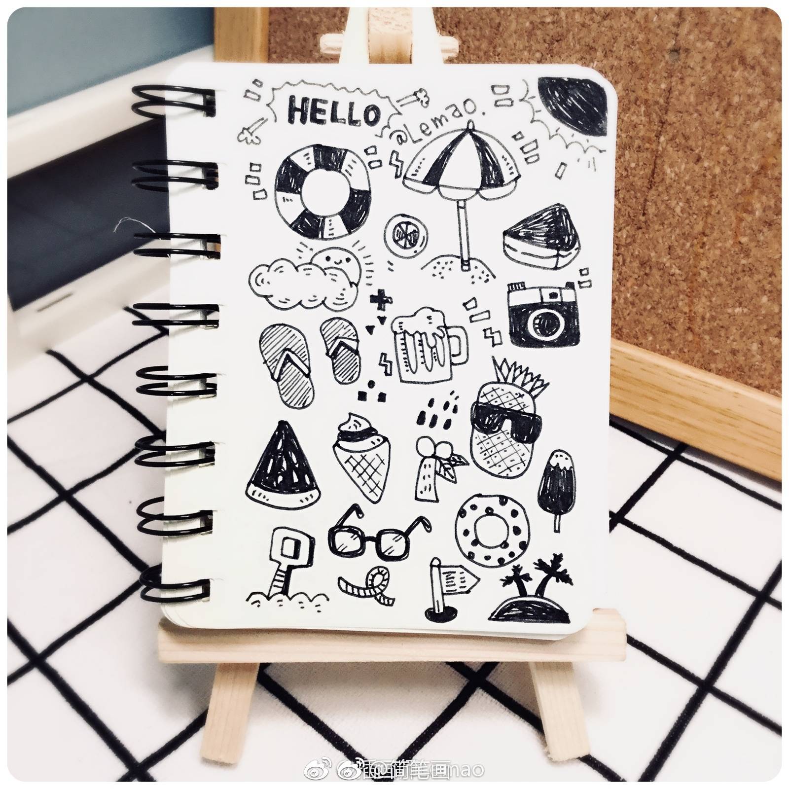 夏天主题手帐简笔画素材(by:插画师lemao)