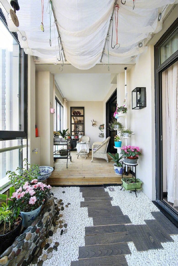 190平新中式,阳台太美了