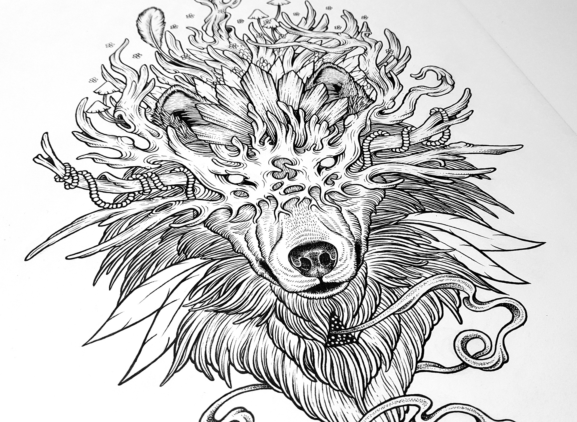 手绘山海经灵兽白泽everchangingstyle插画绘图数码艺术