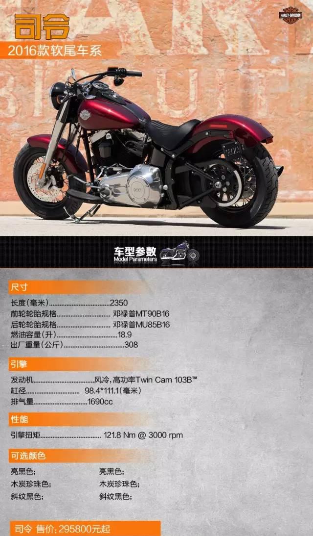 2016新款哈雷摩托车全车系参数表