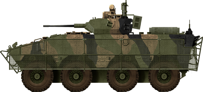 法国的vbci是一款现代风格浓厚的步兵战车,具有8个轮子和模块化结构