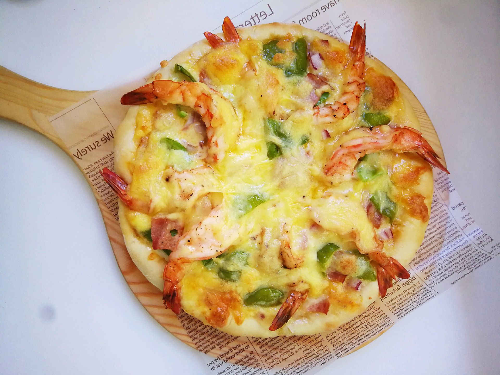 鲜虾芝心披萨_冷发薄底8寸