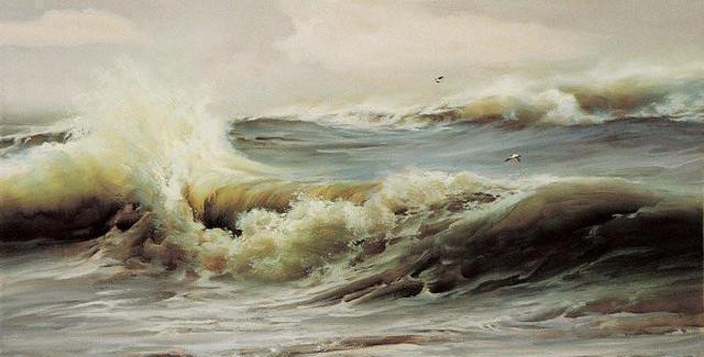 专门画海的油画家陈明油画大海系列作品欣赏