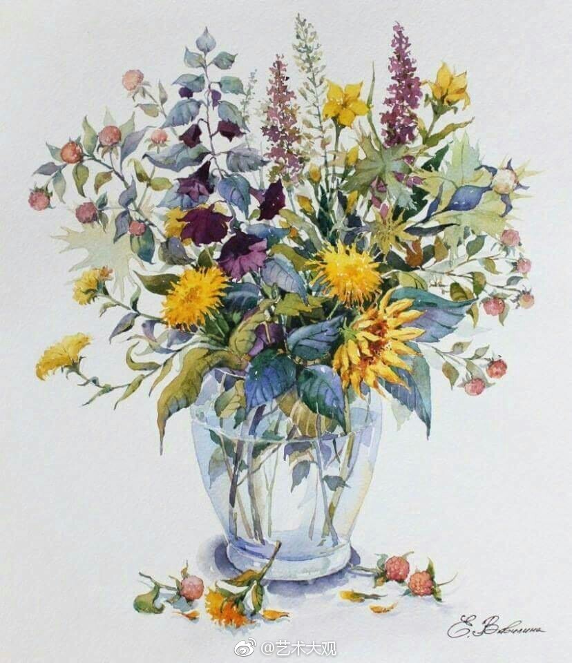 唯美静物花卉水彩装饰画欣赏