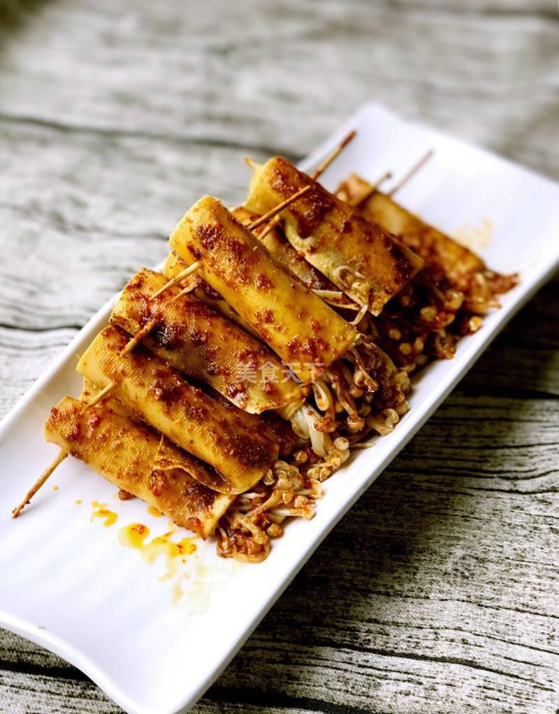 香辣金针豆皮卷