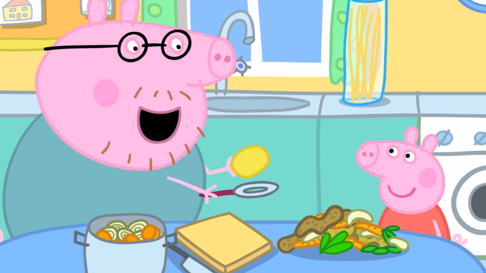 小猪佩奇帮助爸爸做蔬菜汤