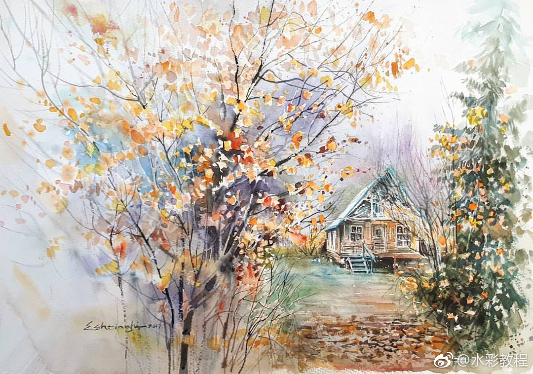 水彩风景作品欣赏 by ins: morteza.eshtiaghi