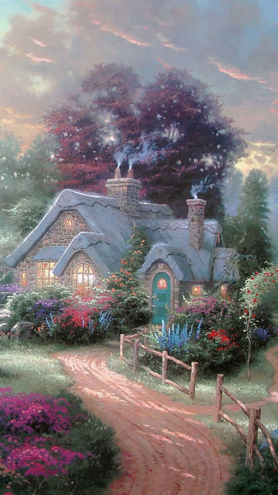 油画 家 每一个房子里面都开着灯 总有人等着你回家 无论春夏