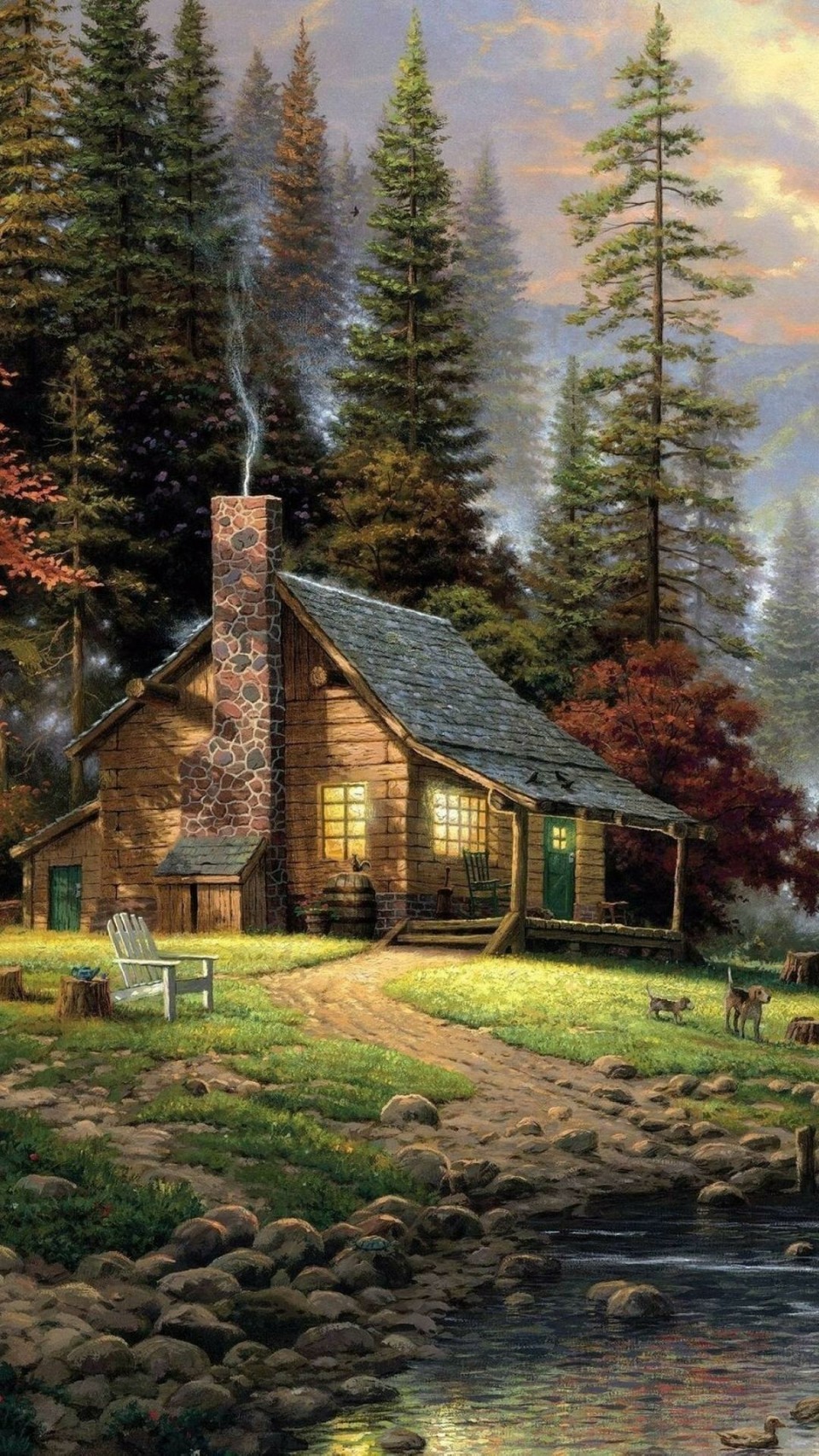 油画 家 每一个房子里面都开着灯 总有人等着你回家 无论春夏