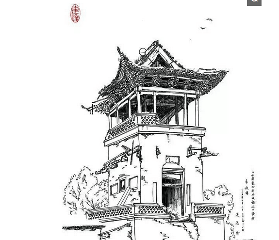 一笔一画勾勒出古建筑的每一个棱角,一心一意记录下每一个古建筑的