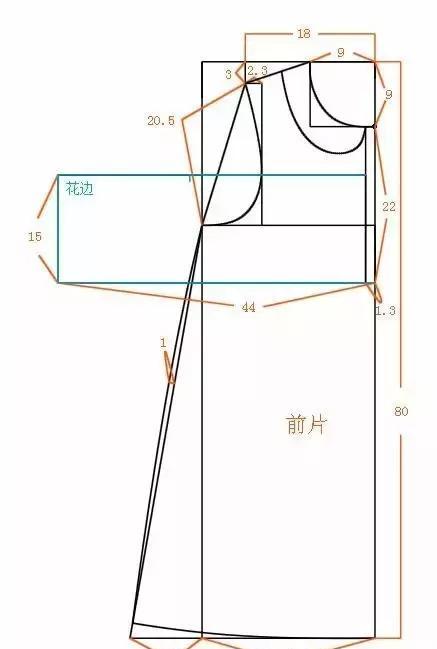 今天我们分享这件裙子的打板图纸,尺寸仅供参考,实际制作时请按自己的