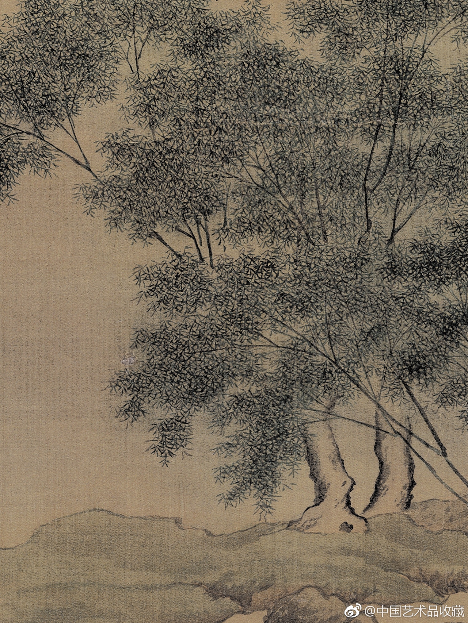 清 萧晨 《杨柳暮归图》