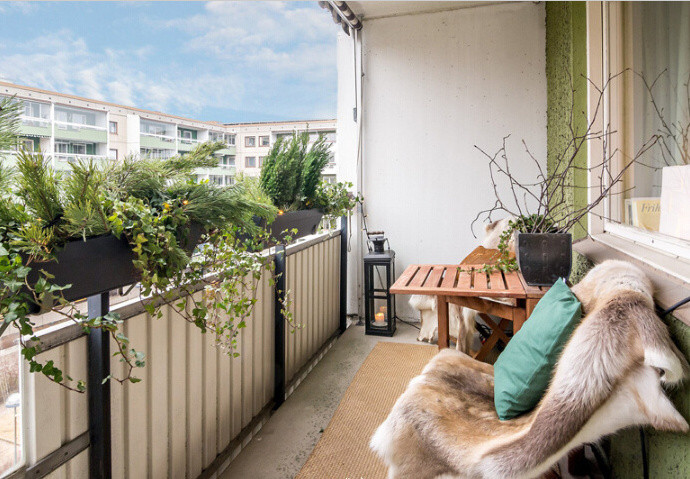 北欧蓝清新公寓,干净通透,开放阳台成最大亮点