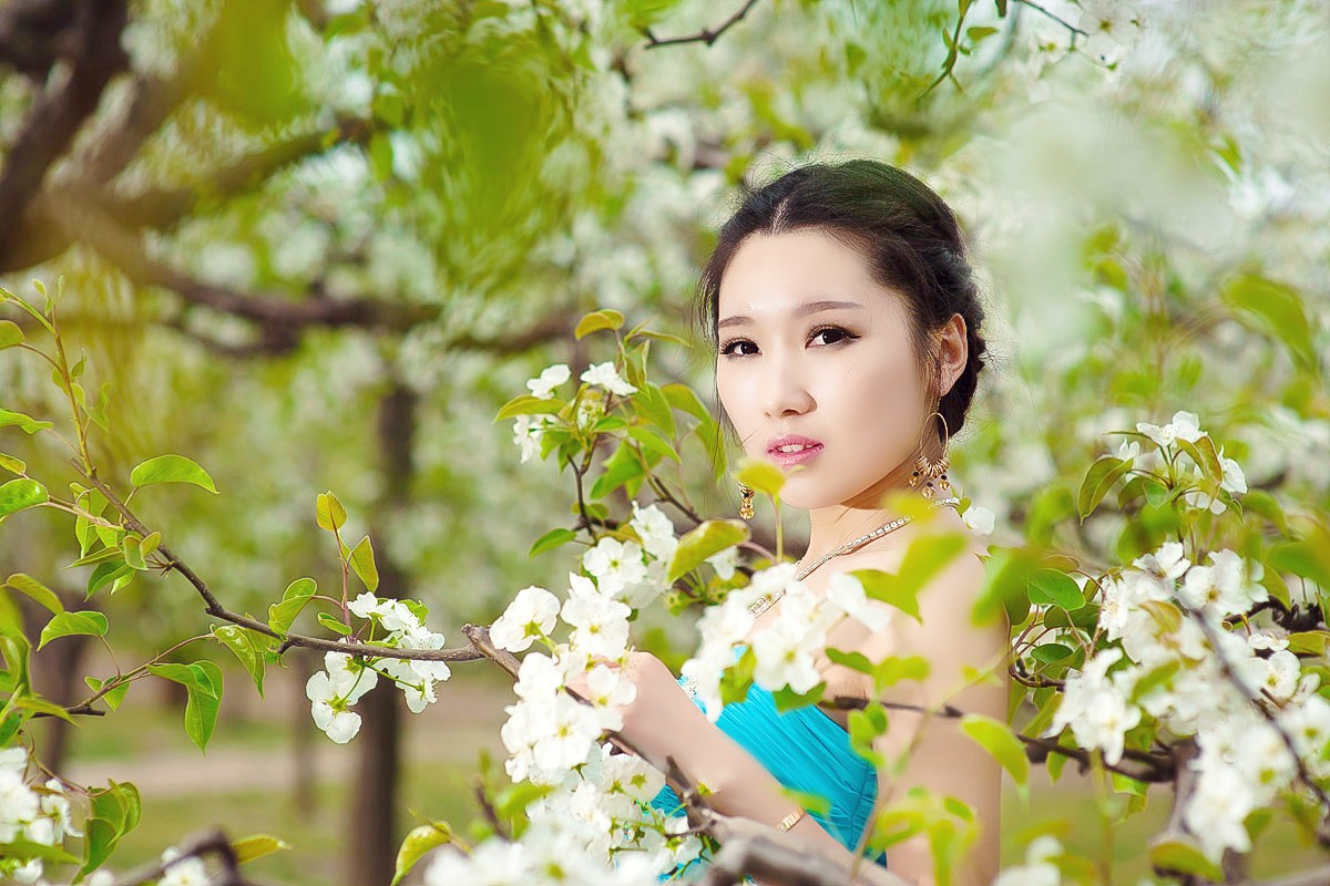 花开梨园树下的美丽裙装姑娘!|人像|裙装|梨花_新浪新闻