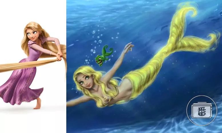 当迪士尼公主们变成美人鱼花木兰变成锦鲤艾莎很委屈