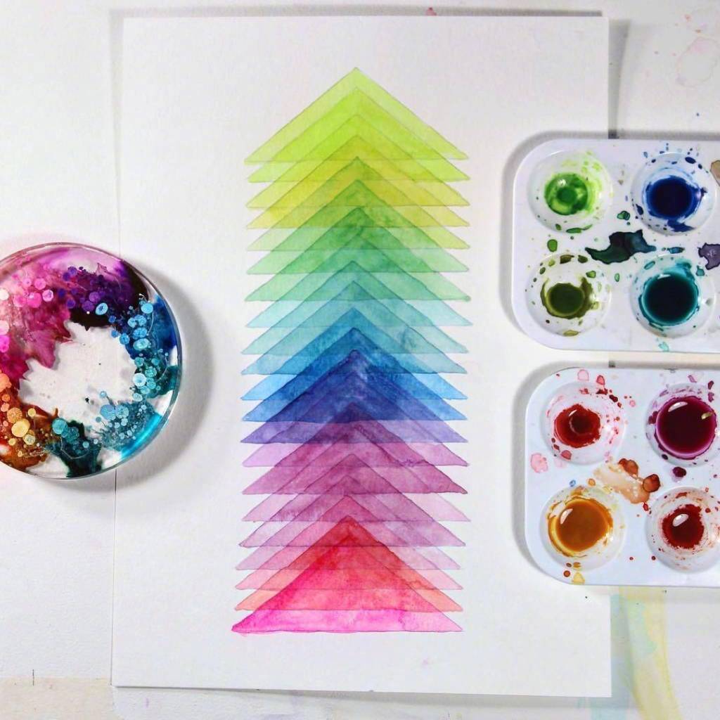 彩虹渐变色水彩配色让人治愈的完美对称简直神仙色卡啊