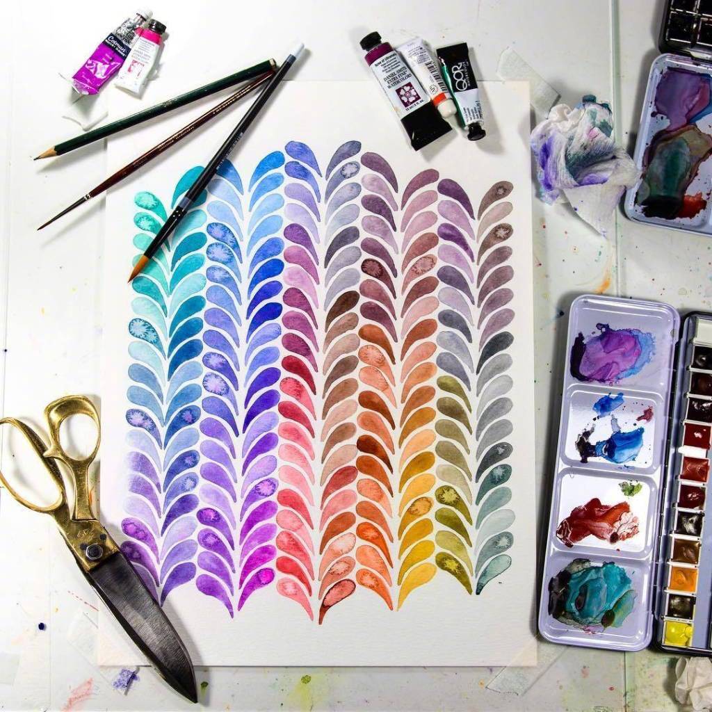 彩虹渐变色水彩配色让人治愈的完美对称简直神仙色卡啊