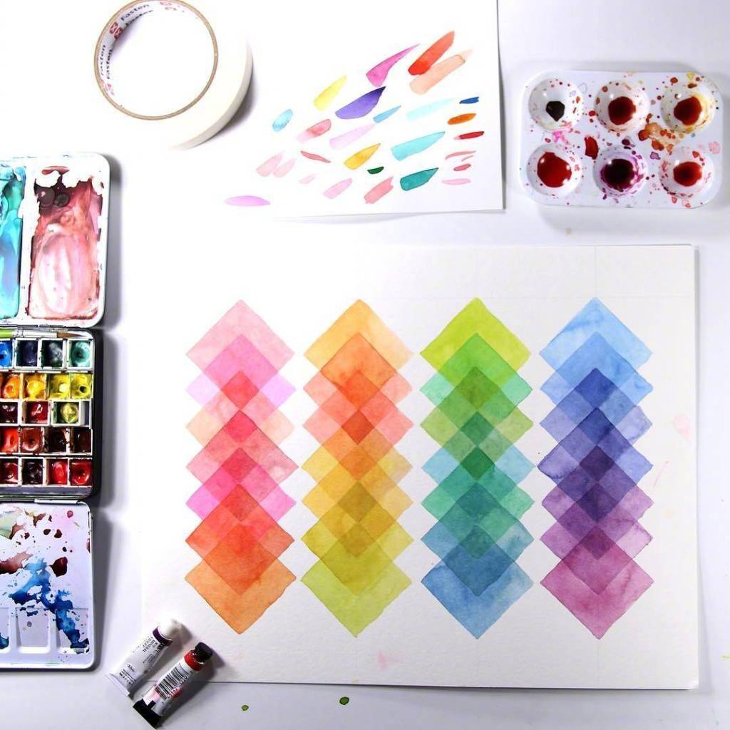 彩虹渐变色水彩配色让人治愈的完美对称简直神仙色卡啊