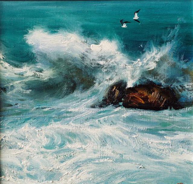 专门画海的油画家陈明油画大海系列作品欣赏