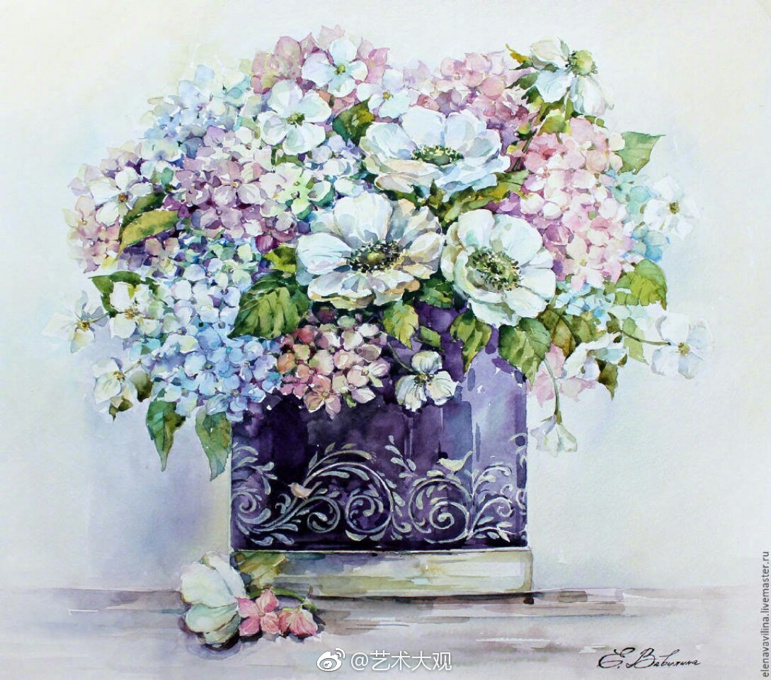 唯美静物花卉水彩装饰画欣赏