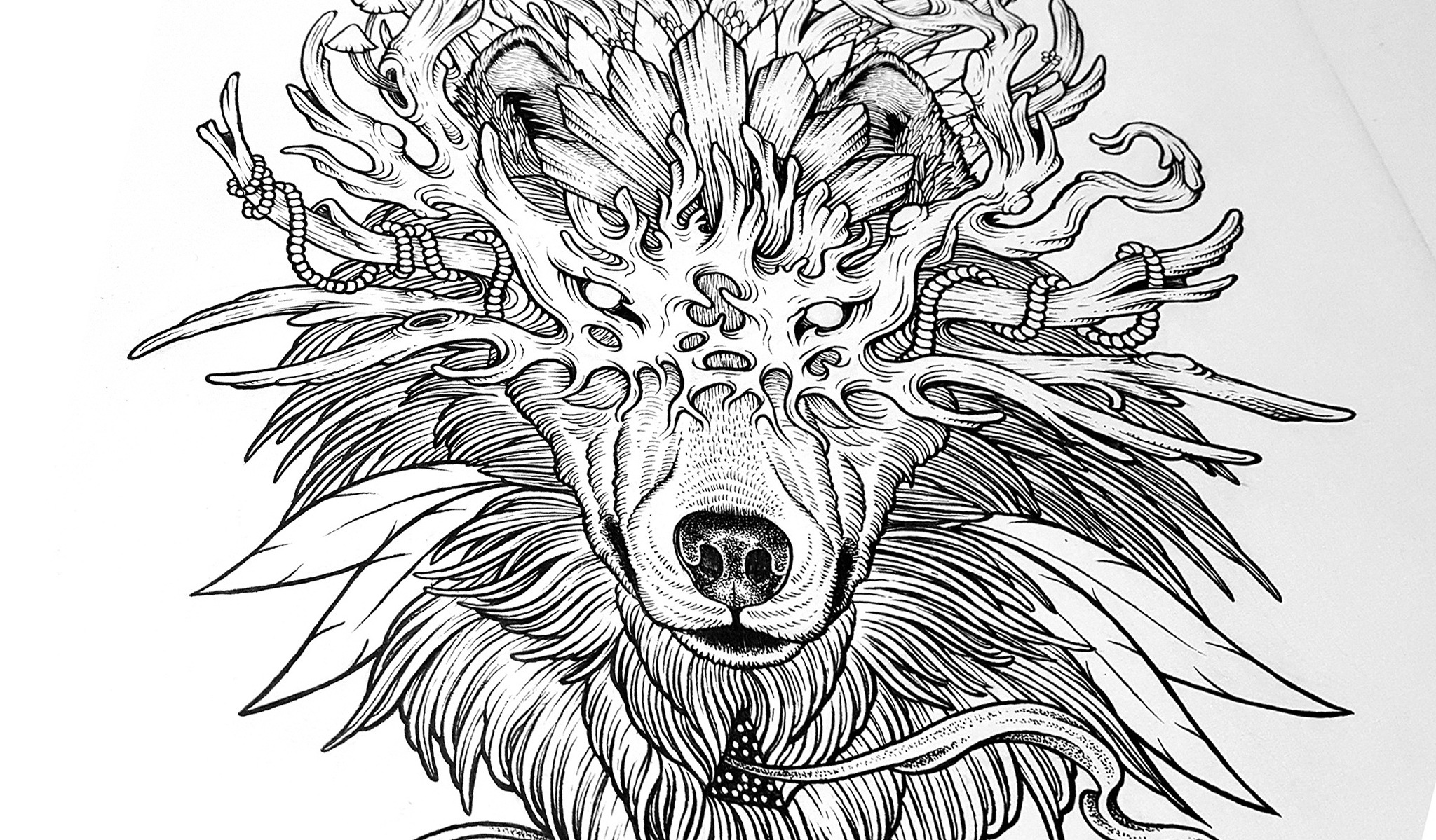 手绘山海经灵兽白泽everchangingstyle插画绘图数码艺术