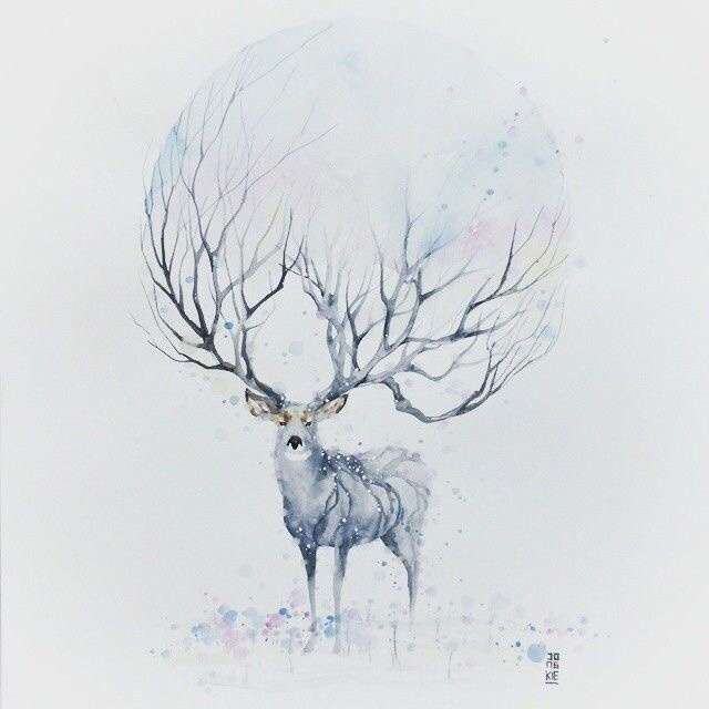 来自印度尼西亚画家jongkie67676767笔下的彩鹿