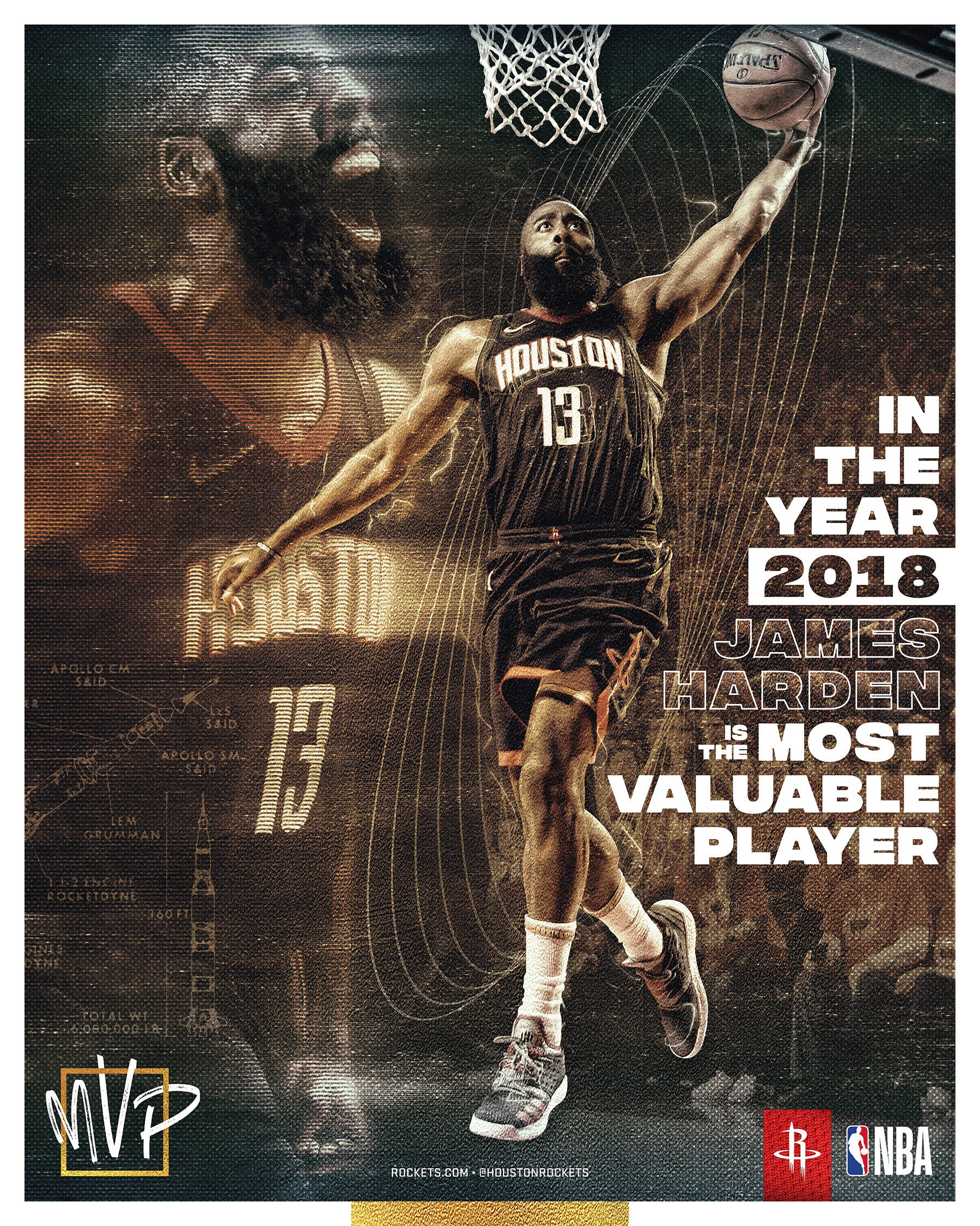 詹姆斯哈登荣膺17-18赛季mvp!登峰造极