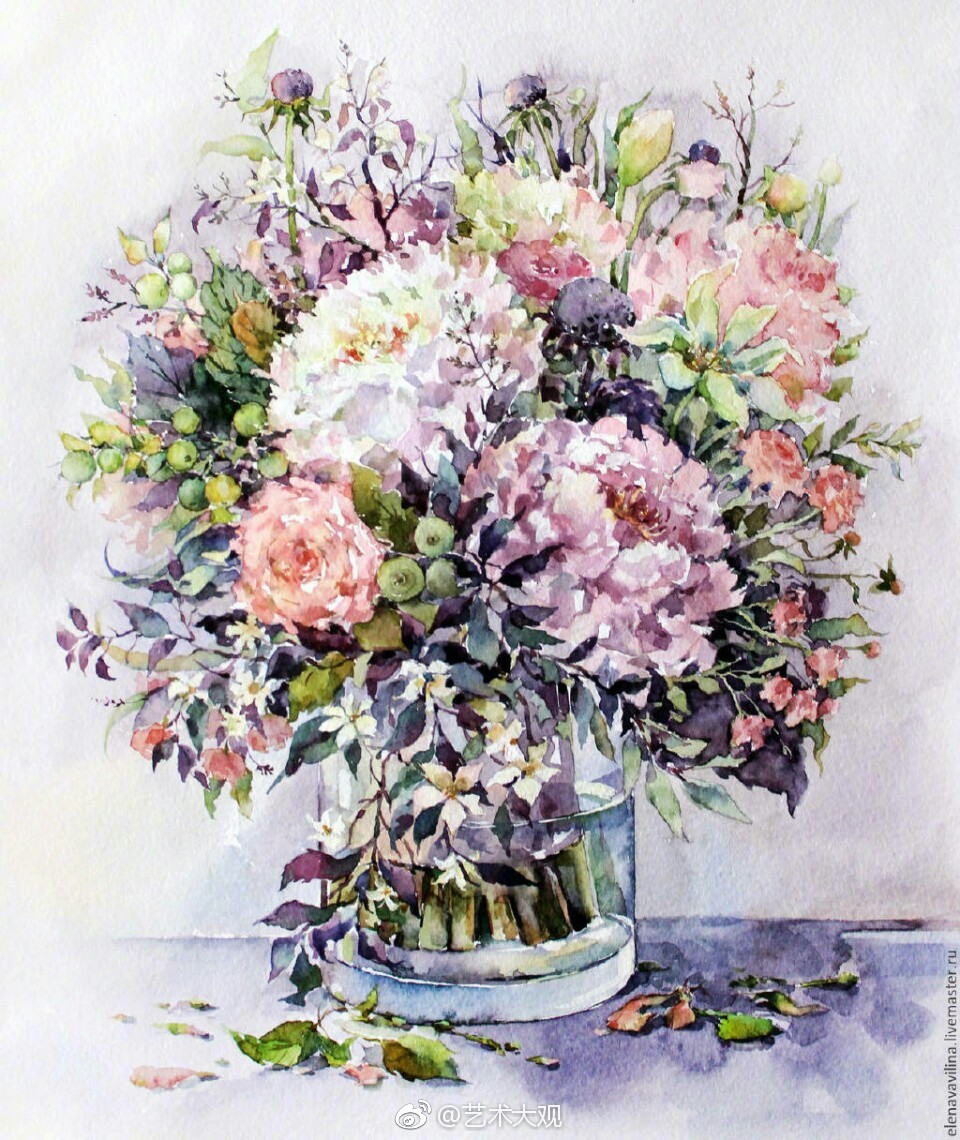 唯美静物花卉水彩装饰画欣赏