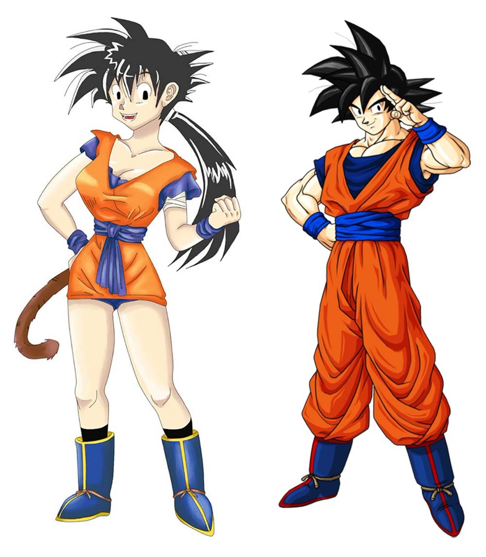 龙珠人物性转换女版的孙悟空像萝莉娘化的维斯穿超短裙