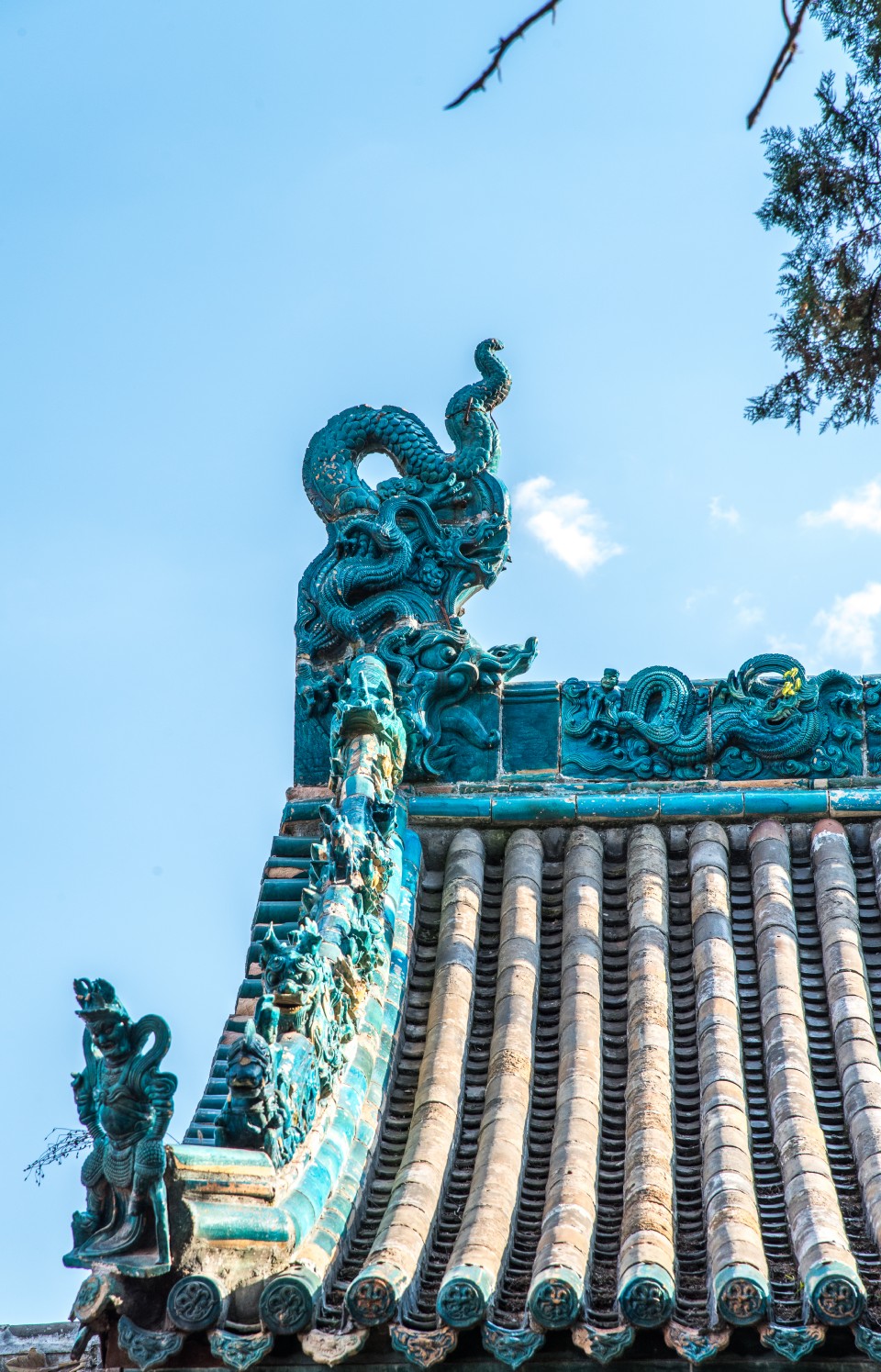 晋东南,晋城玉皇庙,明代孔雀蓝琉璃瓦