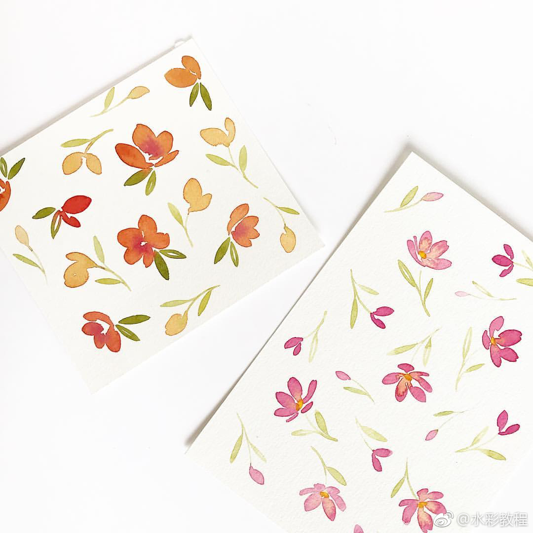 画点漂亮的小花纹在你的水彩本里吧 by ins: heatherlangdaleart|花纹