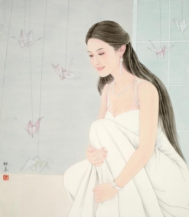 于栋华潜心修炼,她用专业的基本功和厚实的绘画技巧,在工笔人物画的