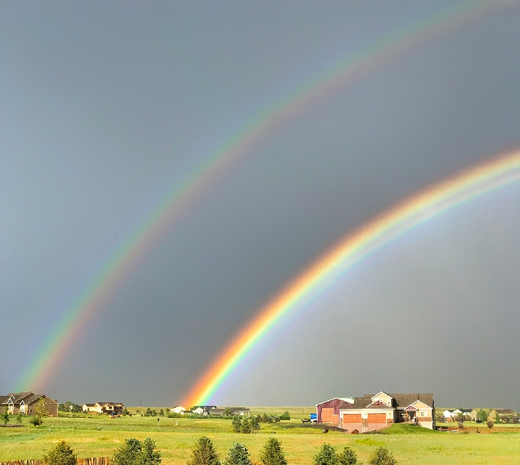 罕见的孪生彩虹jancurtis摄于2018年6月21日怀俄明州cheyenne