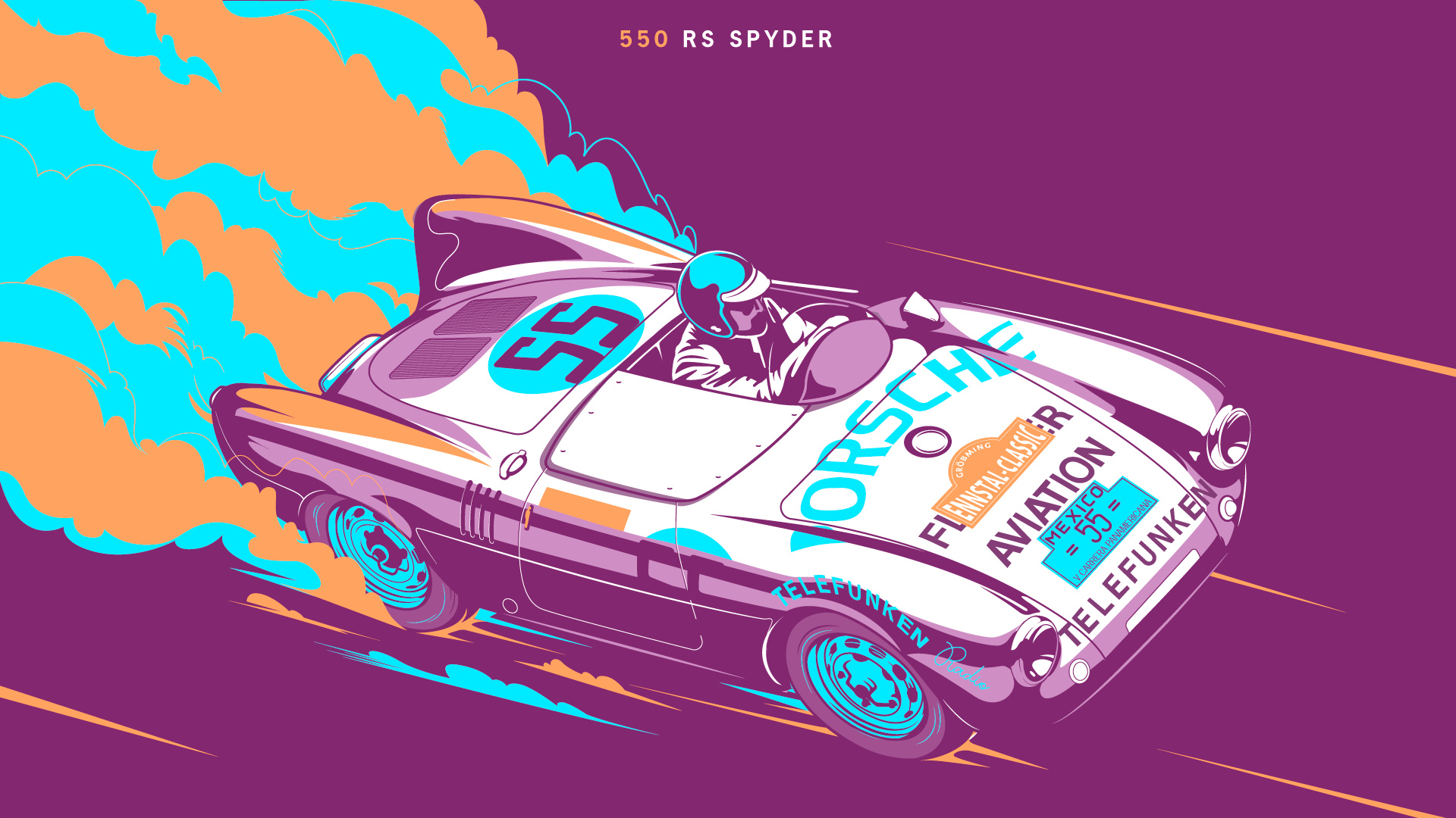 墨西哥插画师meme笔下的赛车插画风格复古时髦值极高