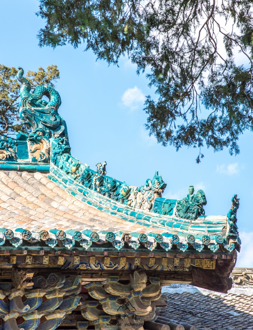 晋东南,晋城玉皇庙,明代孔雀蓝琉璃瓦