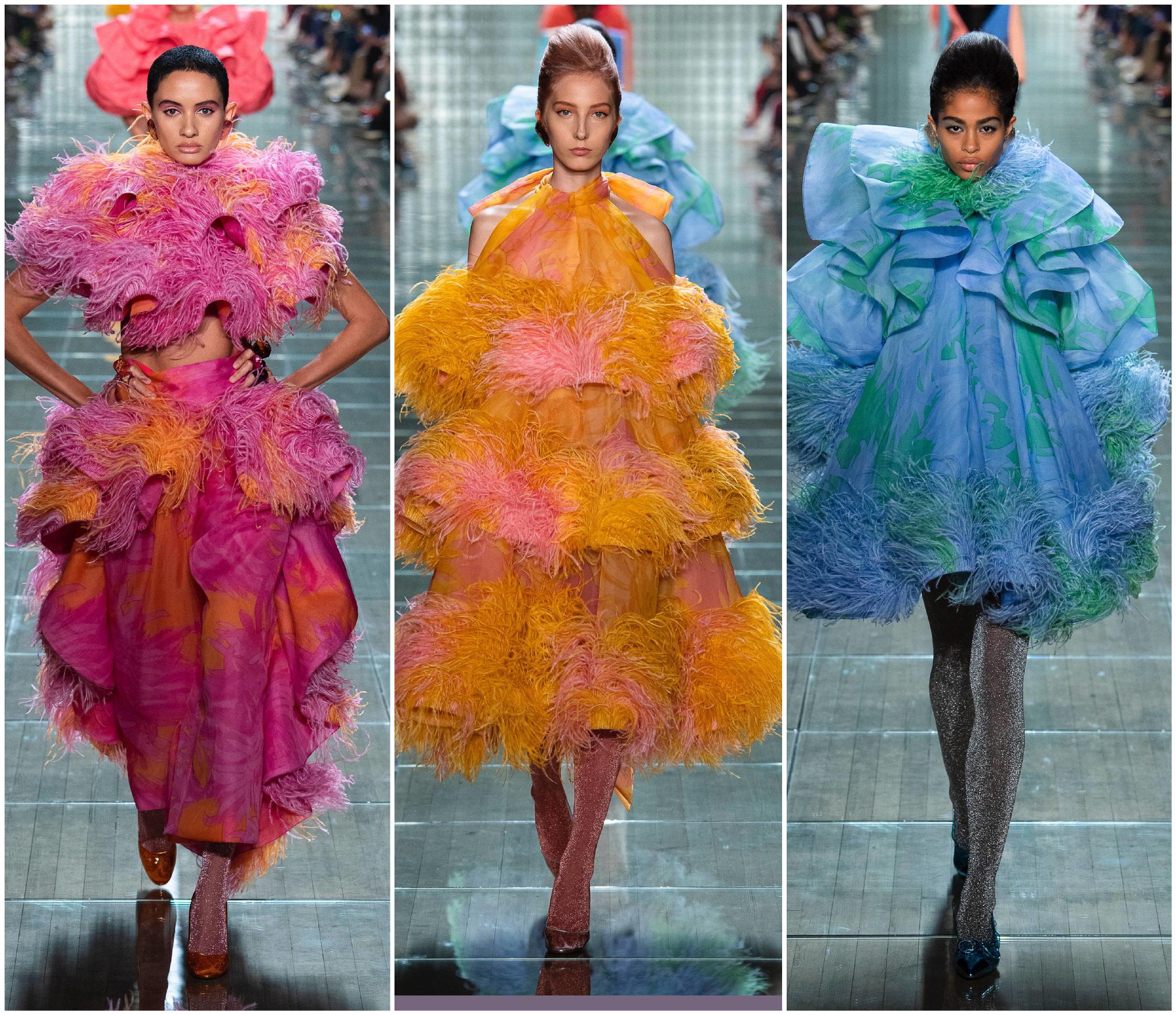 marc jacobs s/s 2019 | 宽肩大廓形西装/大荷叶边坠饰礼服/礼帽面纱