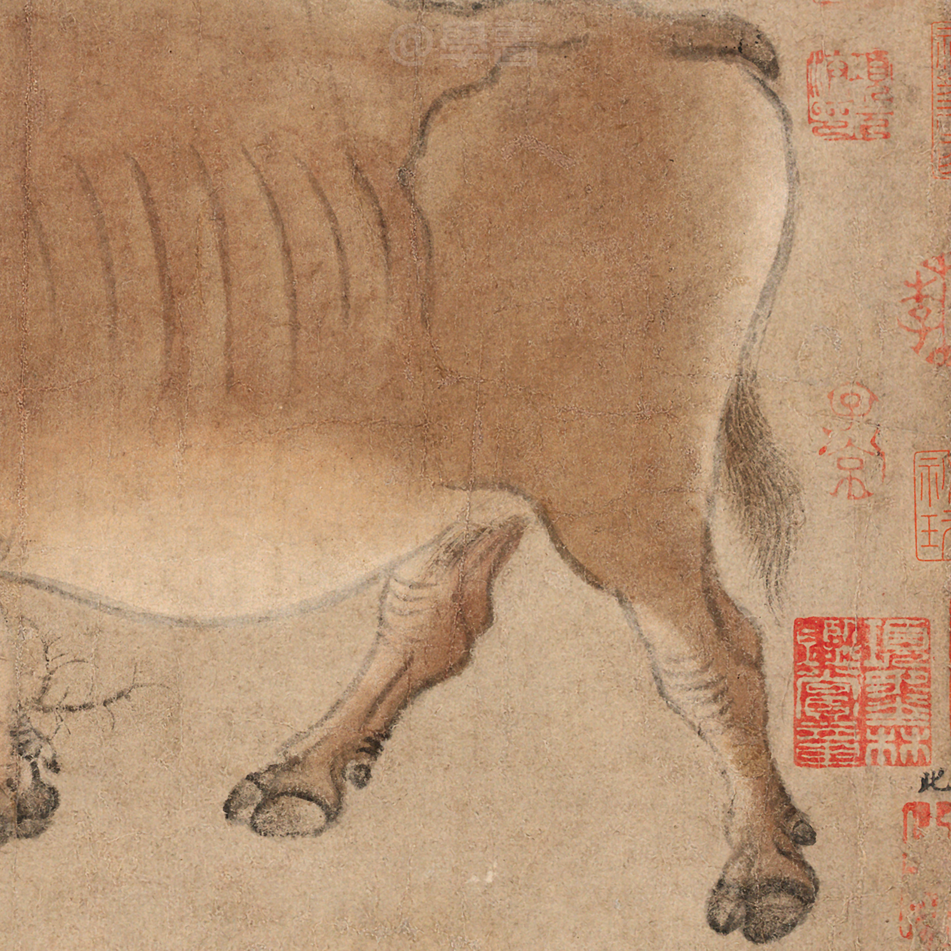 中国十大传世名画之《五牛图》韩滉作,高清大图