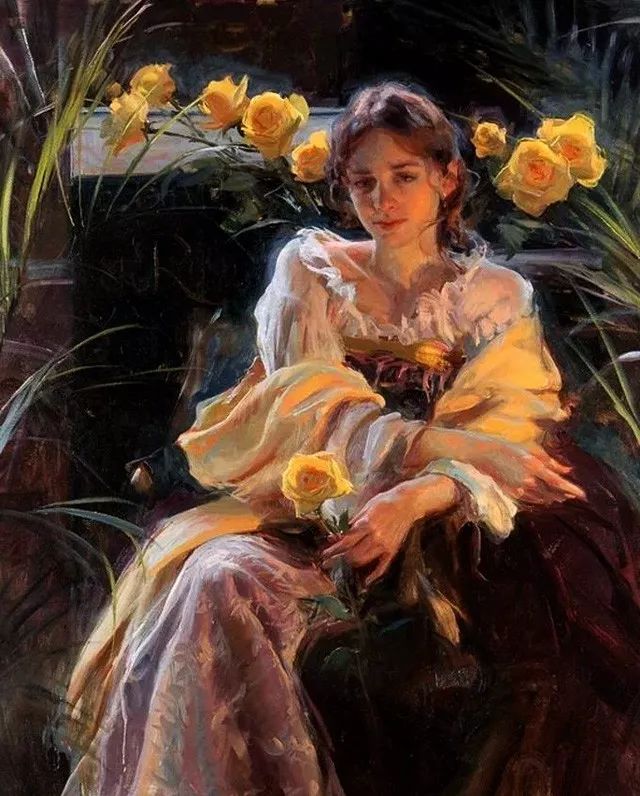 这位画家的人物肖像油画 美丽大方,甜美可人!