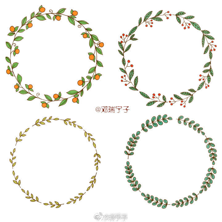 36个小清新手帐花环,手绘新技能get√(by: )