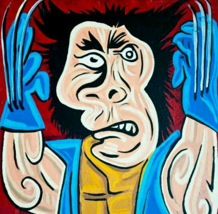 美漫英雄的抽象画,蝙蝠侠的斗鸡眼太可爱,嘴歪眼斜的钢铁侠